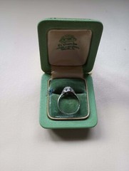 Vintage Diamond Ring 18k White Gold Approx. Size 8 Over 100 Years Old