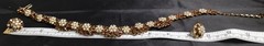 Trifari Rhinestone Amber AB Gold Tone Mid Century Necklace/Clip Earring Set *WOW