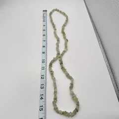 Vintage 80s Prehnite Gemstone Chip Beaded Necklace Healing Sage Green Jewelry