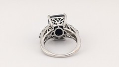 Vintage Sterling Silver Ring Black Tourmaline Gold Matrix Filigree STS Size 6.75