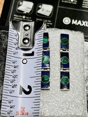 Vintage Sterling Silver Lapis Panel Dangle Earrings Malachite Circles Pattern