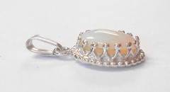 Vintage .78ct Colorful Oval Fire Opal Solid 14K White Gold 17mm Pendant