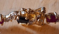Vintage Jewelry Ross Simmons Gold Plated 925 Multi Gemstone Tennis Bracelet