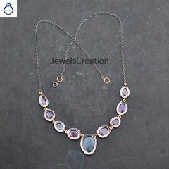 Multi Tourmaline Diamond Necklace 925 Silver Gemstone Jewelry Women Jewelry Gift