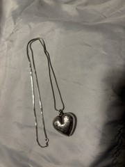Vintage 925 Sterling Silver Engraved Puffy Heart Necklace 20” Woman’s Jewelry