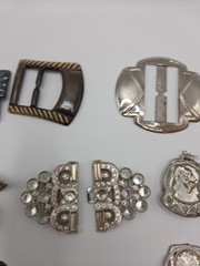 Vintage Art Deco Belt Buckles Dress Clasps Lot Metal Rhinestone Craft Repair