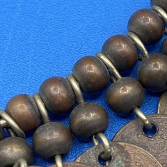 NECKLACE vintage 1960s 1970s old Coins tribal hoop metal wire ring Etruscan 16″