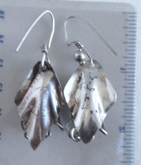 LADDA BIHLER SILVERSMITH STERLING EARRINGS w TURQUOISE, 2 1/8 INCHES, 12 GRAMS