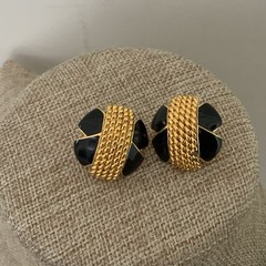 Vintage Clip On Earring Lot Monet Gold Tone Rhinestone Enamel Pairs