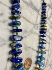 LAPIS & KINGMAN TURQUOISE – Graduated Rondelle Disk Necklace & Sterling Silver