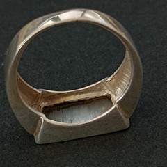 Sterling Silver Signet Ring Mother Of Pearl Modernist Minimalist Clean Design