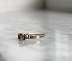 Vintage 1940s Engagement Ring 10K Natural Diamond Illusion Box Setting