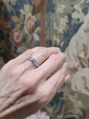 Antique Art Deco Platinum Diamond Wedding Engagement BAND Ring Estate Fine