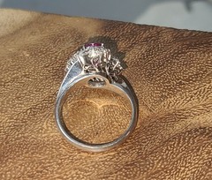 Vintage Platinum Cocktail Ring 1.77CT. Natural Round Cut Pink Sapphire GIA Cert