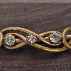 Vintage Clear Rhinestone Bar Brooch Gold Tone C Clasp Open Back Art Deco Style