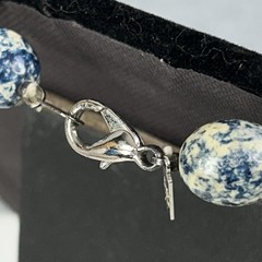 Vintage Lady Remington Blue White Beaded Collar Necklace Signed LR 19”