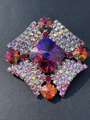 Stunning Vintage Watermelon AB High End Rhinestone Brooch