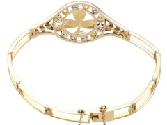 0.68Ct Sapphire, 0.15Ct Diamond, Seed Pearl and 18k Yellow Gold Bracelet