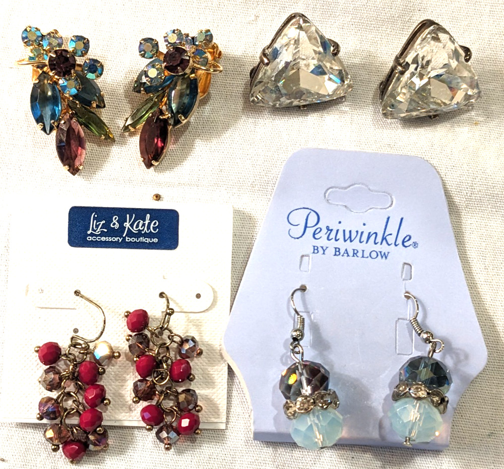 4 Vintage Pairs of Earrings – Les Bernard, Tara, Periwinkle, Liz & Kate