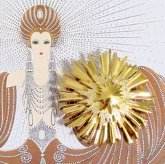 VTG LARGE 2 1/4″ SPIKY MONET GP TIERED “STARBURST” DOMED BROOCH PIN RUNWAY EXC