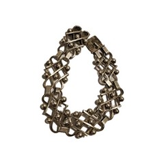 Dated 1957 .830 Silver Signed Erik Svane Swedish Art Deco Bracelet 7.5in #S56/08
