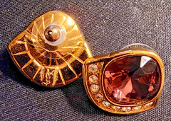 Vintage Yves Saint Laurent (YSL) Chunky Purple & Crystal Rhinestone Earrings