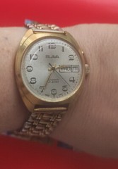 Vintage automatic wristwatch Slava made in USSR Russian watch gold plated