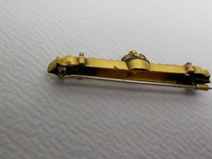 VINTAGE VICTORIAN GOLD FILLED WITH GOLD TOP TRIM BAR BROOCH PIN WITH TURQUOISE