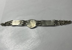 Silver Toned Green Inlay Vintage Bracelet Estate Marble Look Unique Read