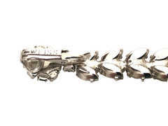 Mid Century Weiss Silver 2.25″ Dangle Drop Rhinestone Clip on Earrings