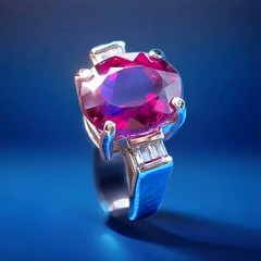 Original EARTH MINED RUBELLITE Tourmaline DIAMOND Deco Engagement Ring 14K GOLD