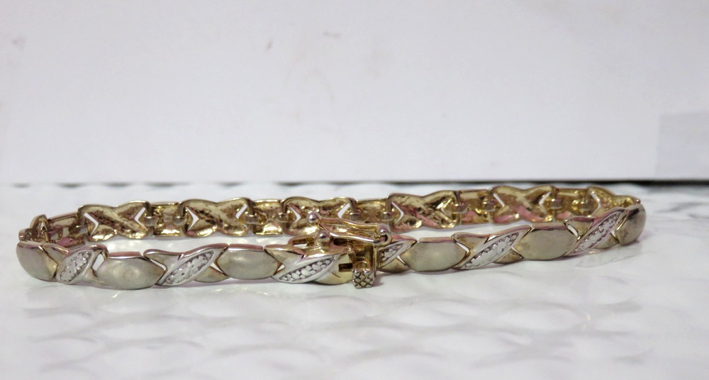 VINTAGE FAS 925 STERLING SILVER HUGS & KISSES 7 1/4″ BRACELET