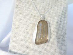 Artisan Sterling Silver 999 Modernist Natural Rutilated Quartz Pendant Necklace