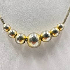 VTG Two-Tone Gold & Silver Tone Graduated Ball Bead Herringbone Chain Necklace