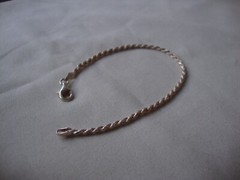 VINTAGE 1980s STERLING SILVER STAMPED 925 ITALY 2MM WIDE WHEAT CHAIN 7″ BRACELET