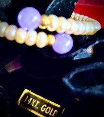 Pearl LAVENDER Jade 14k YELLOW Gold Bypass Bangle Flexible ADJUSTABLE BRACELET