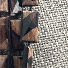 Vintage Faceted Rectangle Beads Faux Wood Brown Black & Pierced Earrings