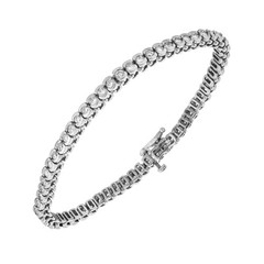 Estate 3.00ct Diamond Semi Bezel 14k White Gold Bracelet