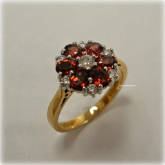 0.80 Ct Round Cut Ruby & Moissanite Engagement Ring 14K Solid Yellow Gold Finish