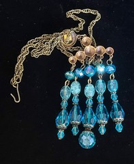 Art Nouveau Necklace Antique Aqua Crystal Chandelier Pendant German Glass