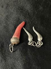 Vintage Red Coral Silver Cornicello Charms Lot 3 Lucky Italian Horn Amulets
