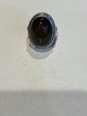 Vintage 18K HGE White Gold Mood Ring Large Stone 8.0 grams Size 6.5