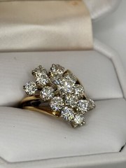 Stunning 1970 Vintage Estate 18k Gold 3.50ct Diamond Cluster Cocktail Ring