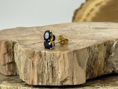 Sterling w/Gold Rhodium Plating 5.7mm Oval Sapphire .65ct Stud Earrings–2691.25