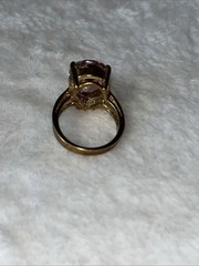 Vtg Sz 8.5 Pink Clear Cubic Zirconia Gold Plated Ring Jewelry