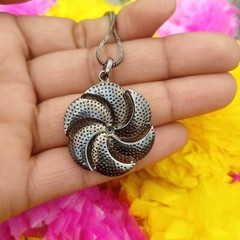 40ct 1Pc Pave Diamond Flower Pendant- 925 Sterling Silver -27mmx24mm d7