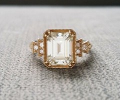 Art Deco Antique Vintage 4.20Ct White Diamond Engagement Ring 14K Yellow Gold FN