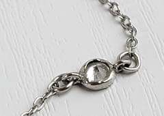 Clear Crystal Bezel Silver Tone Station Opera Length Necklace 36 In