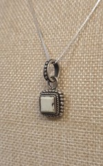 Vintage Sterling Silver Box Chain 20″ With Square White Buffalo Stone Pendant