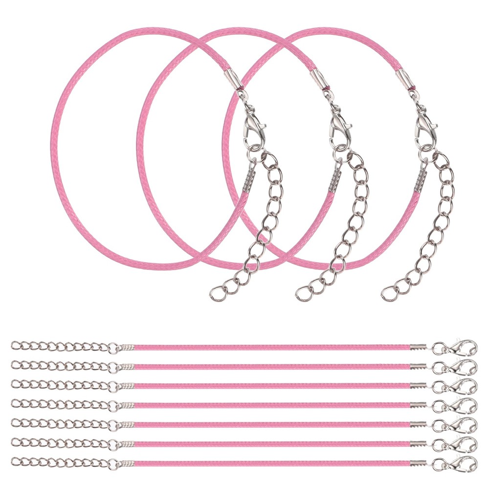 10 PCS Pink Bracelet Cord,9″ 2mm Cord with Clasp for Bracelet
